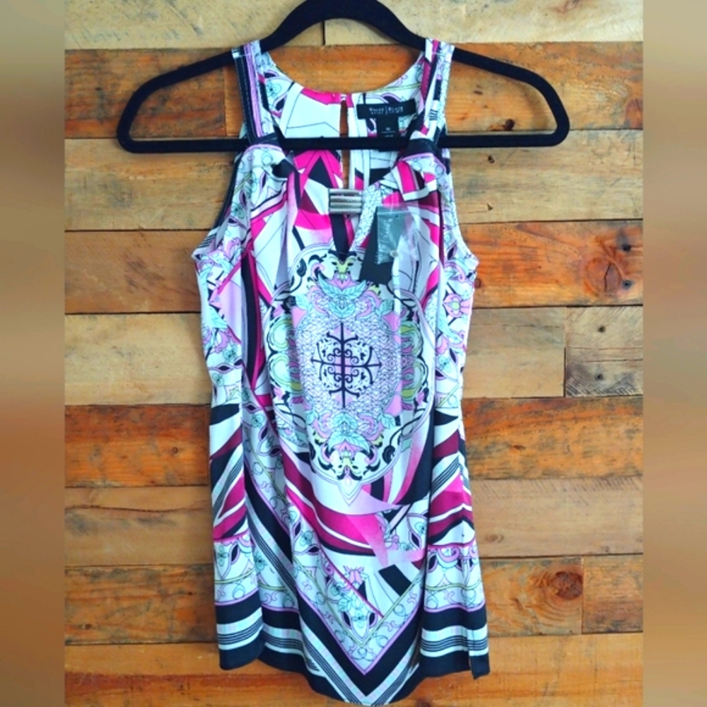 White House Black Market Silky Scarf Print Top Dressy Sleeveless Blouse …